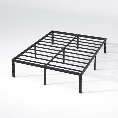14 Inch Queen Metal Bed Frame,Queen Size Bed Frame with Storage Space,Heavy Duty Sturdy Mattress Foundation,Easy Assembly,No Box Spring Needed, Black,14 Inch,Queen