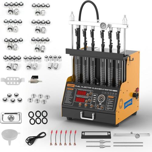 AUTOOL Fuel Injector Cleaner and Tester Machine, Ultrasonic Fuel Injection Cleaner for All 6 Cylinder Petrol Vehicles, GDI, EFI, FSI Fuel Injection Systems Cleaner Kit 12V/70V/220V