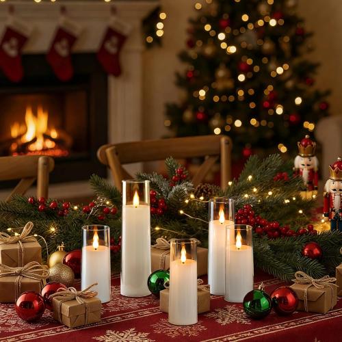 Amagic Flameless Battery Operated Candles with Remote Timer, Pure White