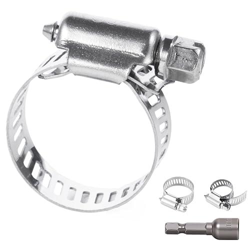 1-1/2 Inches Hose clamps, 304 Stainless Steel Worm Gear Hose Clamps,10 Pcs Fuel Line Pipe Clamps