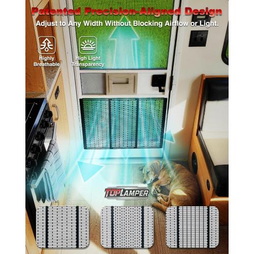 RV Screen Door Protector Heavy Duty Camper Screen Door Guard w/Screw Mount Powder-Coated Pet-Resistant Mesh Prevents Dogs Scratching, Screen Protector for RV Entry Doors (Patent Design)