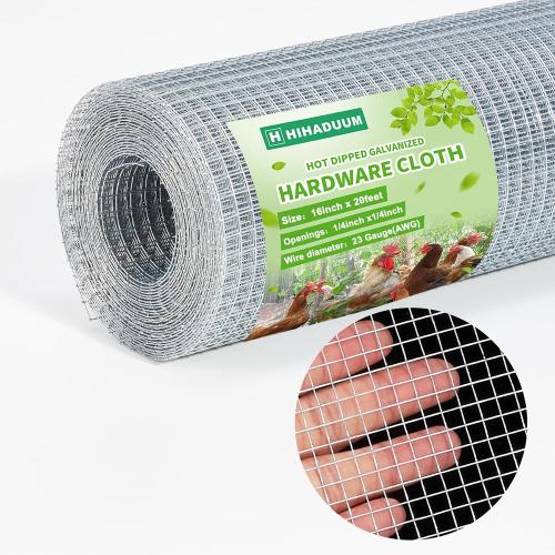 Hardware Cloth 1/4 inch 23 Gauge, Hot-dip Galvanized After Welding, Chicken Coop Wire Fence Wire Mesh Screen, Rabbit/Snake Fences, Netting Wire Cloth Galvanized Wire Mesh Roll
