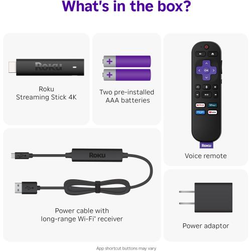 Roku Streaming Stick 4K with Voice Remote - HDR10  & Dolby Vision