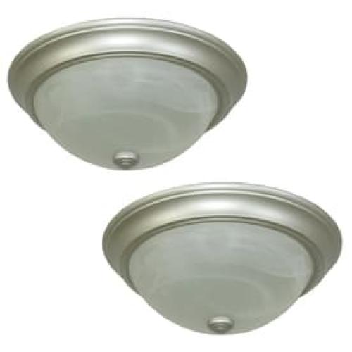Project Source 13-in W Satin Nickel Ceiling Flush Mount Lights 2-Pack ONE IS BROKEN