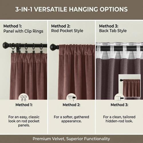 NICETOWN Dusty Rose Pink Blackout Velvet Curtains for Girls Room