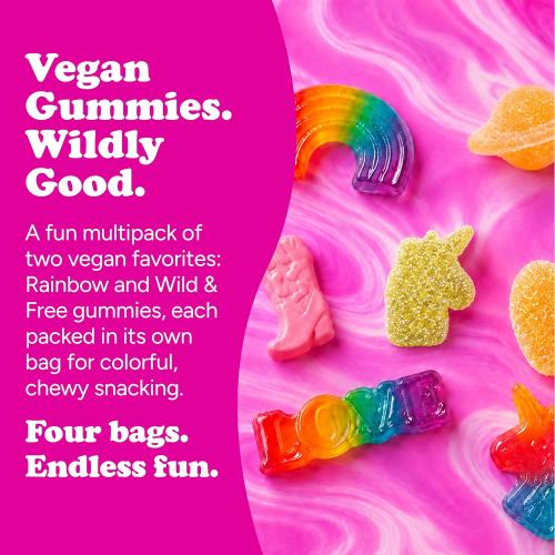 Katjes Vegan Rainbow and Wild and Free Foam Gummy Variety, Pack of 4, 4.9oz