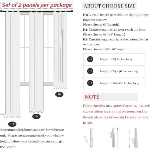 102 Inch Long Curtains for Living/Dining Room, Elegant Pinch Pleated Linen Curtain 102 inches Light Filter Privacy That Let Light in Cortinas para Sala Modernas 2 Panels Set Beige White