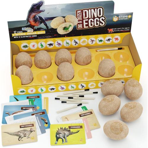 Dig a Dozen Dino Egg Kit for Kids - 12 Eggs & Surprise Dinosaurs