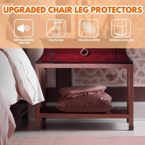 Rectangle Chair Leg Protectors for Hardwood Floors. (Black, 1 x 2.5).