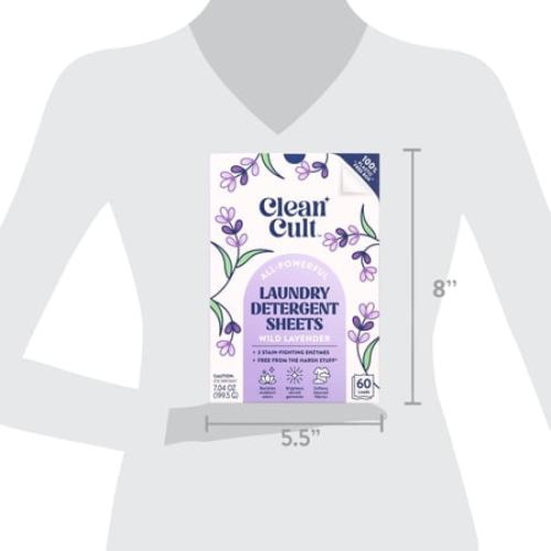 Cleancult Laundry Detergent Sheets, Wild Lavender Scent, 60 Count