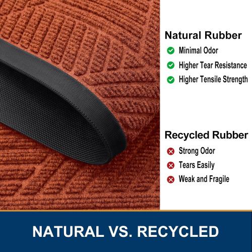 Smiry Front Door Mat Outside Entrance, Low Profile Rubber Doormat, 29.5x17
