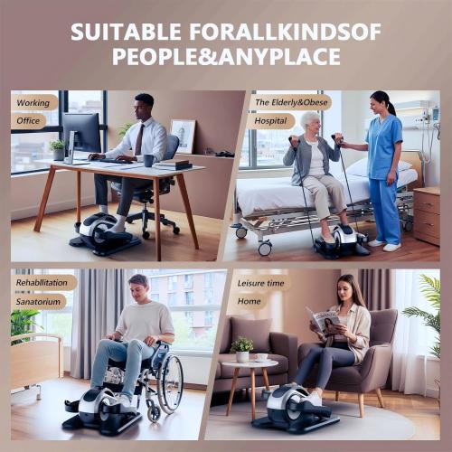 LVPIMAN Under Desk Elliptical Machine,Electric Leg Exerciser for Seniors,12 Adjustable Speeds&12 Modes with Remote Control,Elastic Rope,Manual&Auto Mode for Home Office