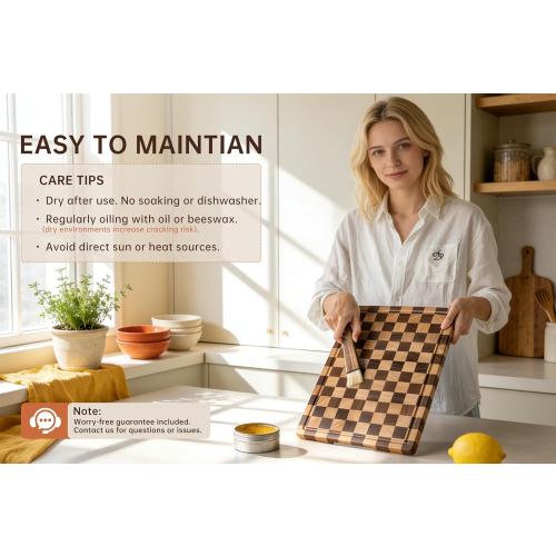 Checkered Cutting Boards for Kitchen, Wooden Chopping Board