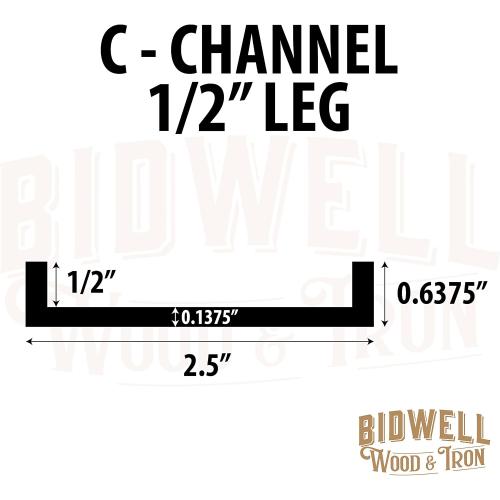 Bidwell Wood & Iron C-Channel Table Brace  Hidden Steel Support for Live Edge or Slab Wood Tops