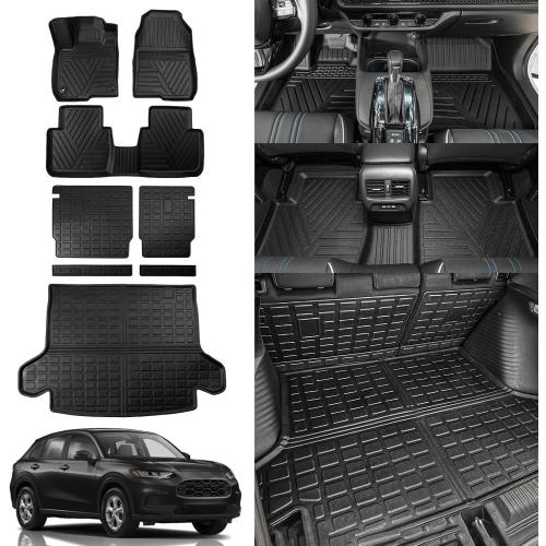 Rongtaod Floor Mats Compatible with 2023-2025 2026 Honda HRV Trunk Mat Cargo Mat Cargo Liner All Weather Back Seat Cover Protector 2024 HR-V Accessories (Trunk Mat Backrest Mats Floor Mats)