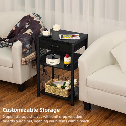 Lerliuo Printer Stand with Storage, 3-Tier Printer Table,Black