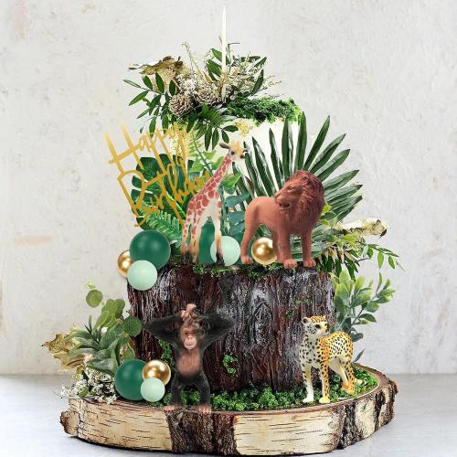40 PCS Safari Cake Toppers Animal Cake Decorations for Jungle Birthday