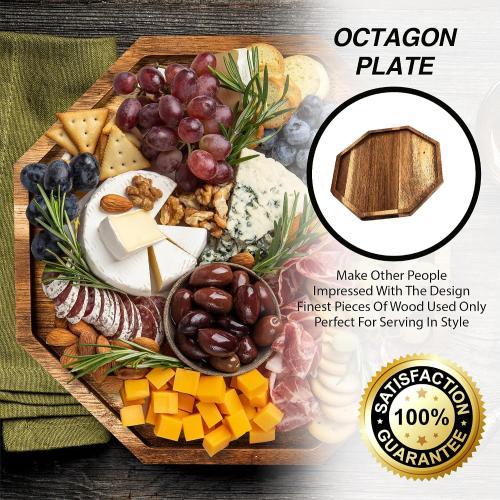 Wood Charger Plates & Trays, Wooden Tray For Food & Decor, Wooden Serving Board & Platter, 10’ x 10' Wood Tray & Serving Platters, Acacia Wood Plate Set of 2