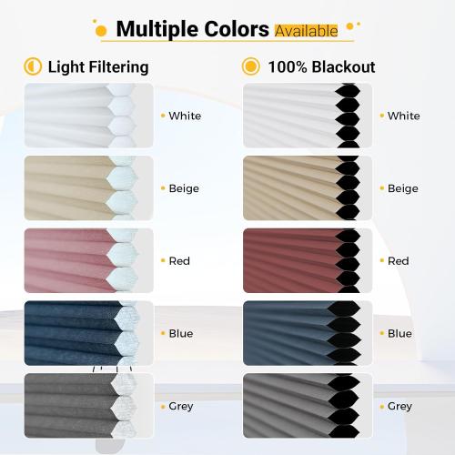 Cellular Shades Cordless Blackout Honeycomb Blinds Fabric Window Shades White(Blackout), 42 W x 72 H