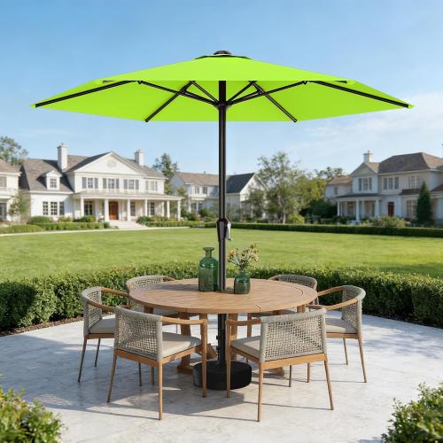 AreShark 9FT Patio Umbrella with Crank UV Protection Windproof blue | Smooth crank lift and 6 reinforced ribs for backyard, patio, poolside, and market. UV-proof fade-resistant canopy.
