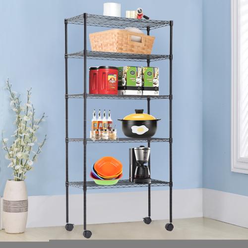 60x30x14 BestOffice 5-Shelf Wire Tier Layer Shelving 60x30x14 Storage Rack,Black