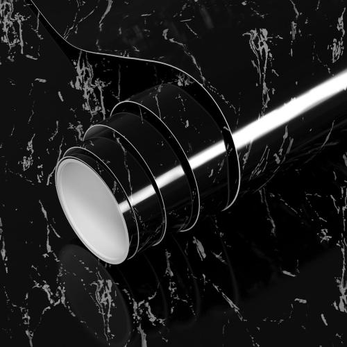 VOLEAAR 35 x 196 Inches Black Marble Contact Paper,Peel and Stick Wallpaper,Vinyl Waterproof Self-Adhesive Removable Stick on Walls Cabinets Countertops