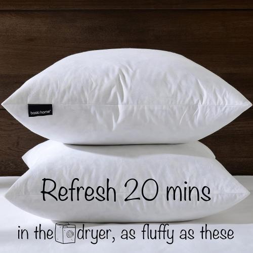 ‼️does have mild stains ‼️basic home® Hotel-Style 20x20 Goose Feather Pillow Insert for Sofa & Bed - 100% Odorless & Plump Cushion Filler - 233TC Cotton with Inner Liner to Prevent Poking (20x20 Inch)