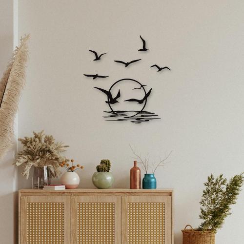 YATEASLU Metal Sun Wall Decor with Seagull Pattern – 6-Piece Sunrise Seagull Decor Set for Living Room and Bedroom, Weatherproof Sun Wall Decor Gift for Thanksgiving and Christmas