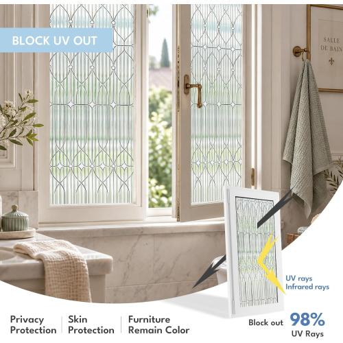 ADD.HERES Window Privacy Film, Glass Decorative Static Cling, 17.5 x 78.7