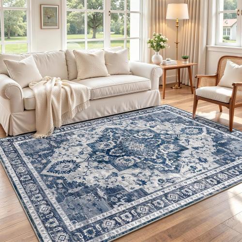 6x9 Area Rugs Living Room Rug: Soft Vintage Washable Rug