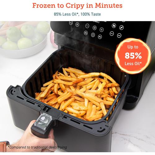Cosori 12-in-1 Air Fryer 5.8QT, Toast, Bake, Nutrition Facts for 100  In-App Recipes, AdaptIQ Tech Fast Cook, for Main & Side Dishes, Snacks, Leftovers, Detachable Square Basket, Dishwasher Safe
