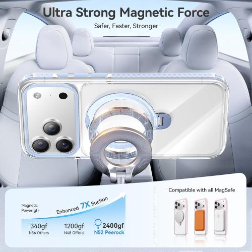 Summer Series 360 Spin Stand for iPhone 17 Pro Case (Compatible with MagSafe) [Military Drop Protection] Magnetic Clear Shockproof Protective for 17 Pro Phone Case 6.3'', Blue