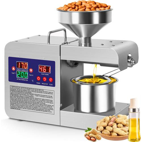 Oil Press Machine, 820W Home Commercial Automatic Oil Press Extractor, Steel Stainless Electric Cold & Hot Press Oil Expeller for Peanut Sesame Soybean Sunflower Seeds Walnuts