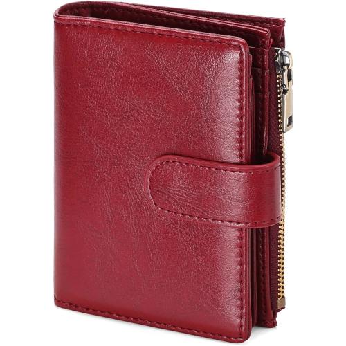 GAEKEAO Womens Wallet Small Vegan Leather RFID Blocking Bifold Zipper Pocket Wallet Card Case Purse with ID Window