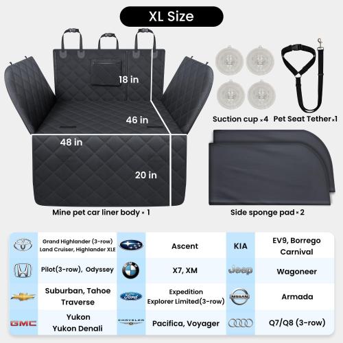 REEVAA SUV Cargo Liner for Dogs, Trunk Cover with Foam Side Walls, XL