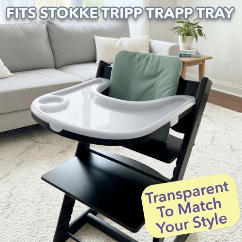 Tray Cover for Stokke Tripp Trapp High Chair – Opal | Easy-Clean Glossy Surface with Suction Plate Lock | Perfect Snap-On Fit Protects Original Tray | Dishwasher Safe