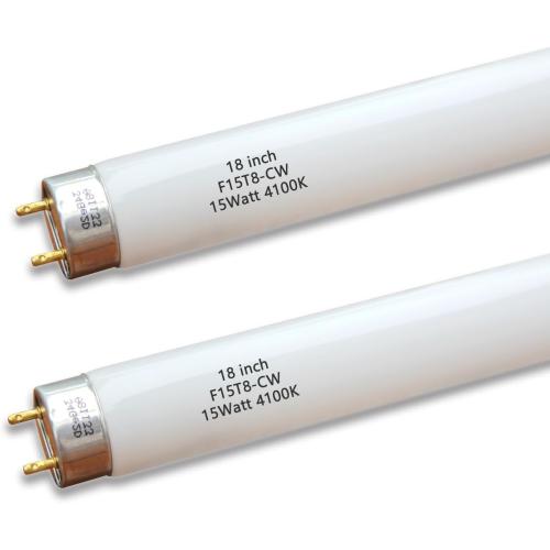 Flyercatch 18 INCH 2Pack F15W-T8-CW Cool White 15 Watt Fluorescent Bulb,18 inch F15T8/CW 4100K Linear Light,T8 Tube for Under Cabinet, Kitchen Sink RV (18'' MOL)