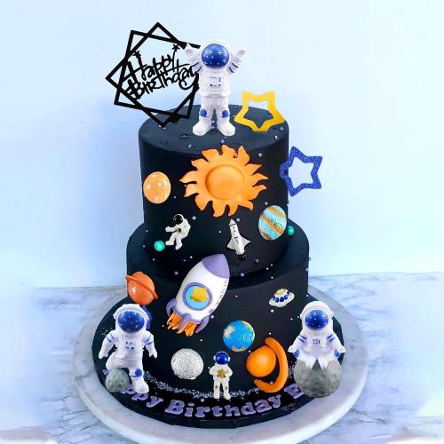 40PCS Space Cake Toppers Astronaut Planet Rocket Birthday Decorations