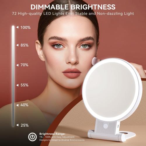 Auxmir Rechargeable 1X/20X Magnifying Makeup Mirror with Light, White