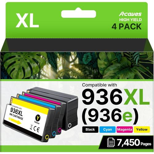 936e High Yield 936 Ink Cartridges for HP Printers HP936 936XL Replacement for HP 936 Ink Cartridges Combo Pack Work for HP Officejet Pro 9125e 9120e 9135e 9730e 9130e 9720e 9122e Printers, 4 Pack
