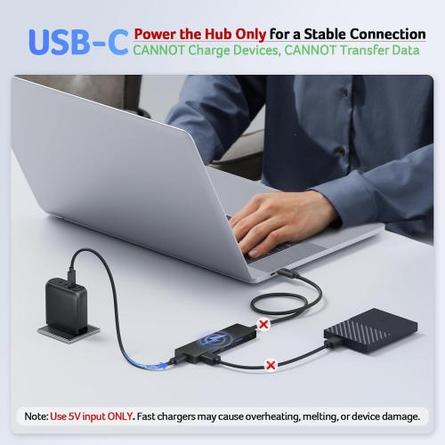 Acer USB Hub 4 Ports, Multiple USB 3.0 Hub, USBA Splitter for Laptop/PC 2FT