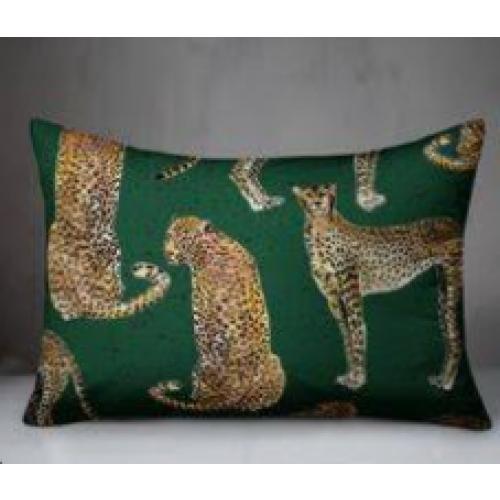 2pk Green Pillow With Cheetahs