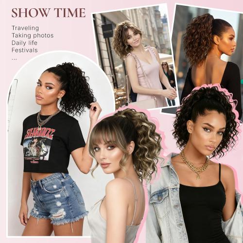 12 Inch Ponytail Extension, Curly Pony Tails Hair Extensions, Claw Clip