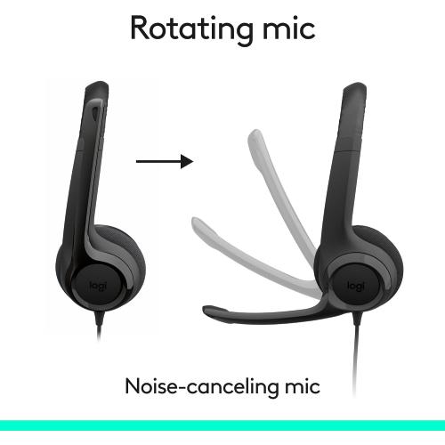 Logitech H391 Wired Headset PC/Laptop Stereo Headphones, USB-C, Graphite