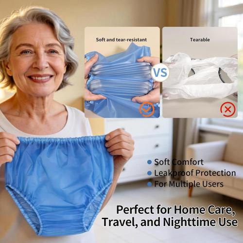 6 Pack Adult Incontinence Diaper Covers | Rubber Underwear, Blue M