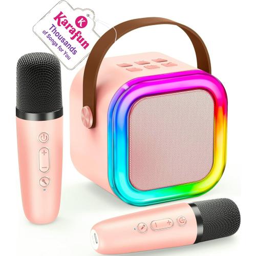 Mini Karaoke Machine for Kids, 2026 TOP Toys Birthday Valentine's Day Gifts Ideas for Girls Ages 4, 5, 6, 7, 8, 9, 10, 12  Years Old, Portable MP3 Player with 2 Wireless Mics for Family Home Party