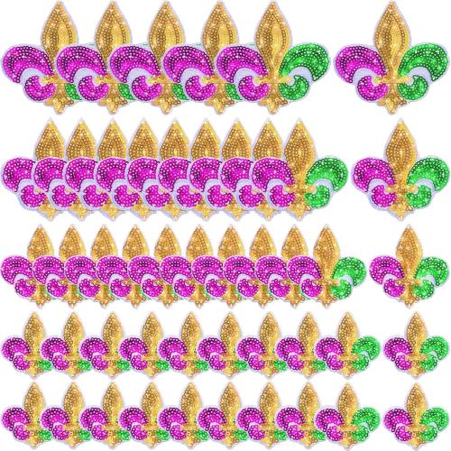Daifunli 24 Pcs Sequin Iron on Patches, 4 Sizes Fleur, Classic, Multicolor