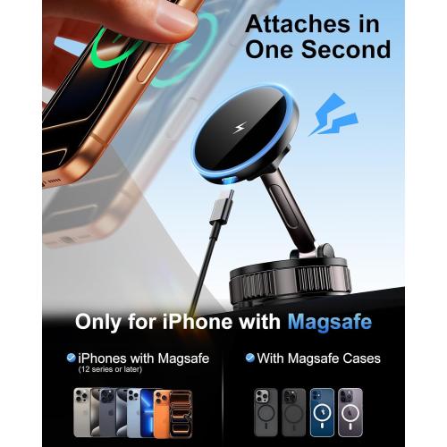 iPhone Magsafe Car Mount Charger 15W Fast Wireless Charging for Your car