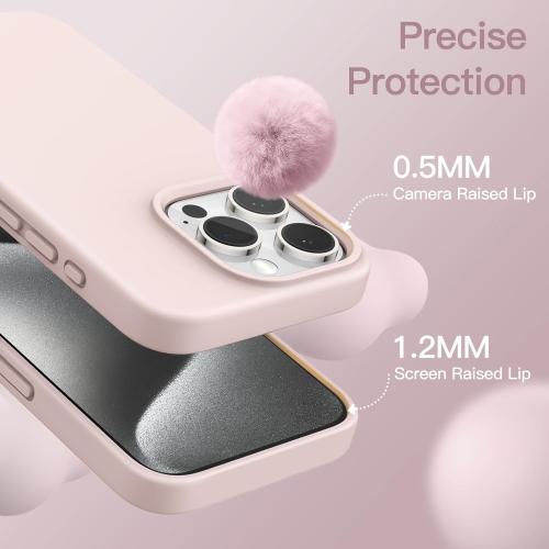 JETech Silicone Case for iPhone 15 Pro, Light Pink