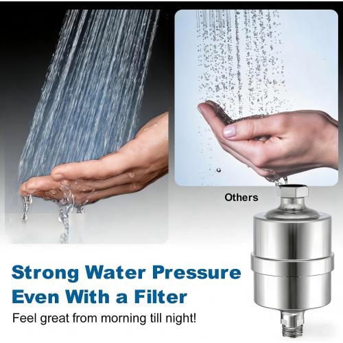 ALL METAL Shower Head Filter – Advanced Filtration Shower Filter for Hard Water, High Pressure Universal Shower Water Filters to Reduce Toxic Chemicals, Chlorine and Heavy Metals,for Skin & Baby Care